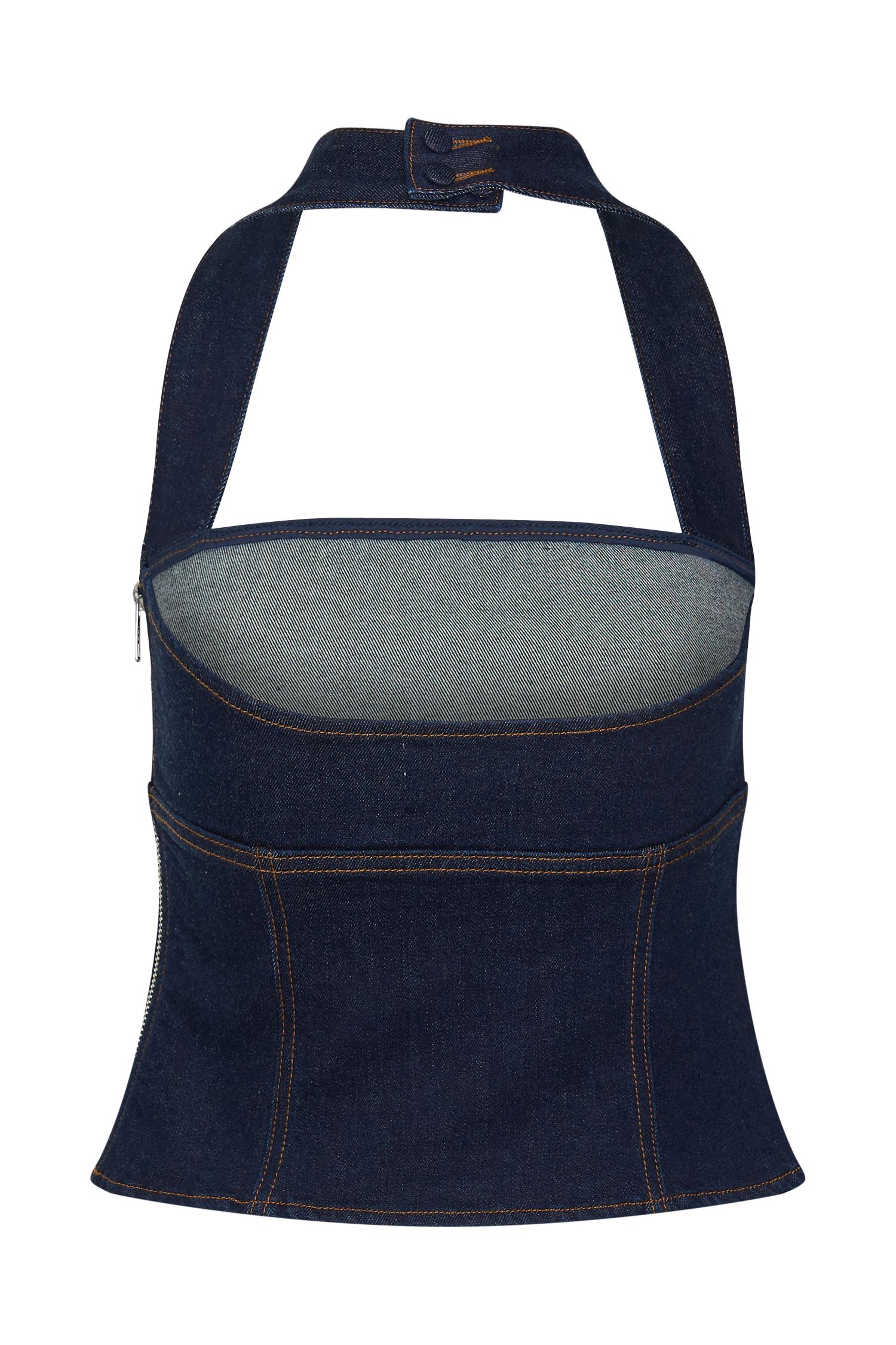 Dayna Denim Halter Top - Indigo Blue Product Image