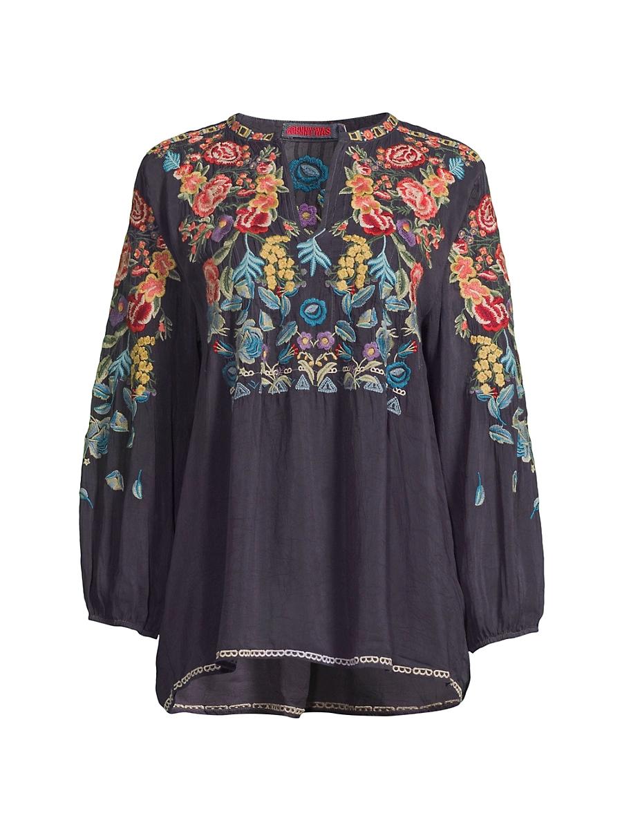 Womens Brucie Embroidered Peasant Blouse Product Image