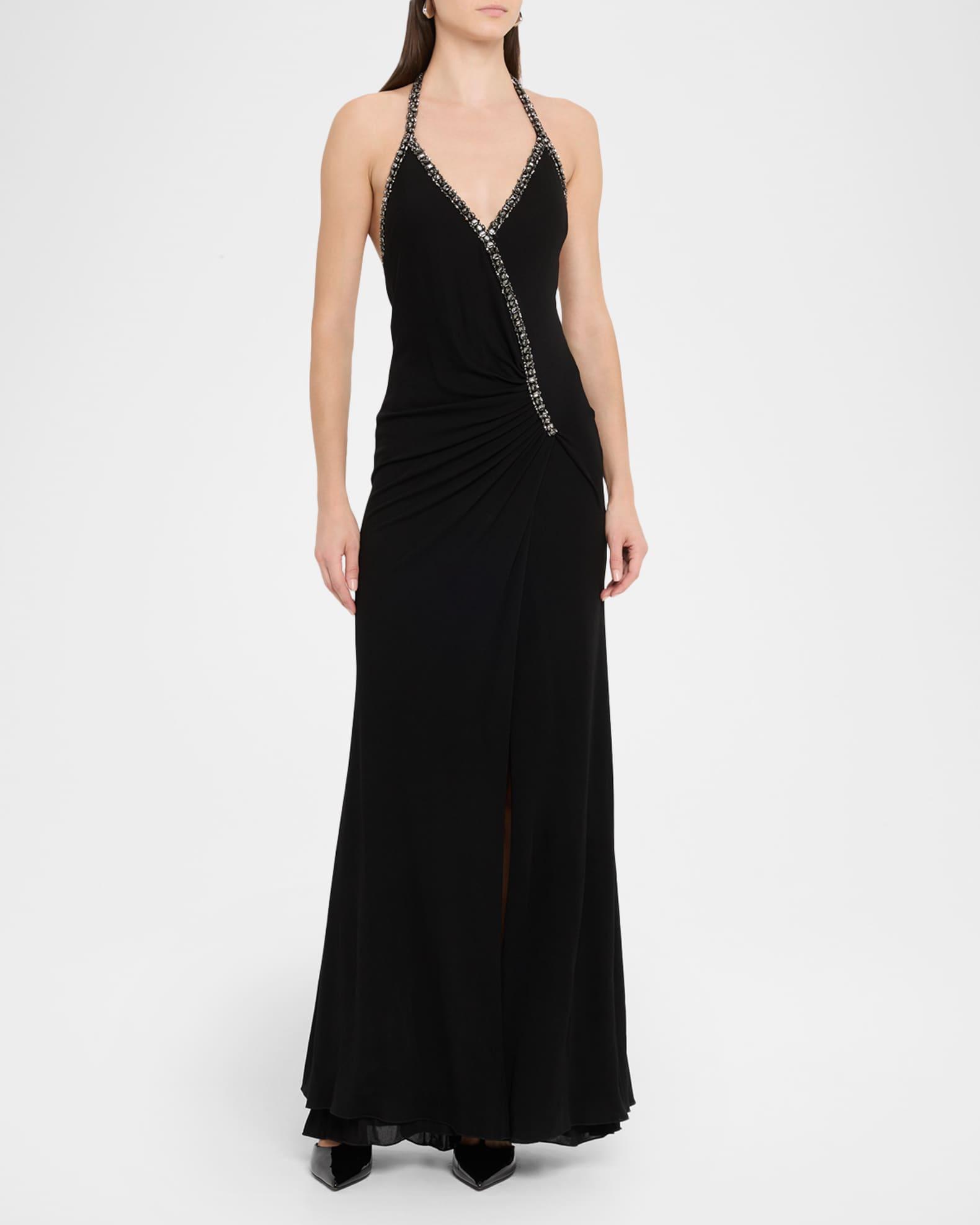 Long Rhinestone Halter Dress Product Image