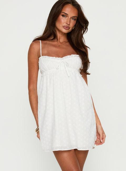 Marliene Broiderie Mini Dress White Product Image