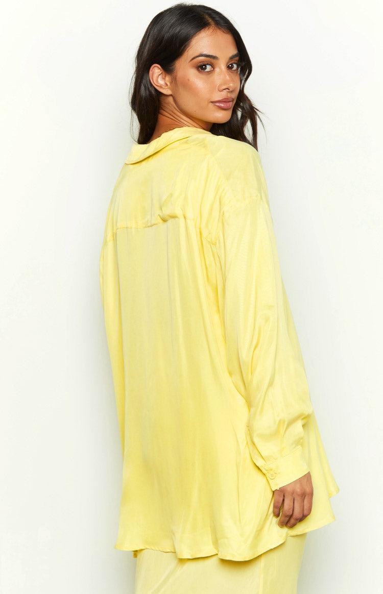 Zariah Yellow Cupro Button Up Shirt Product Image