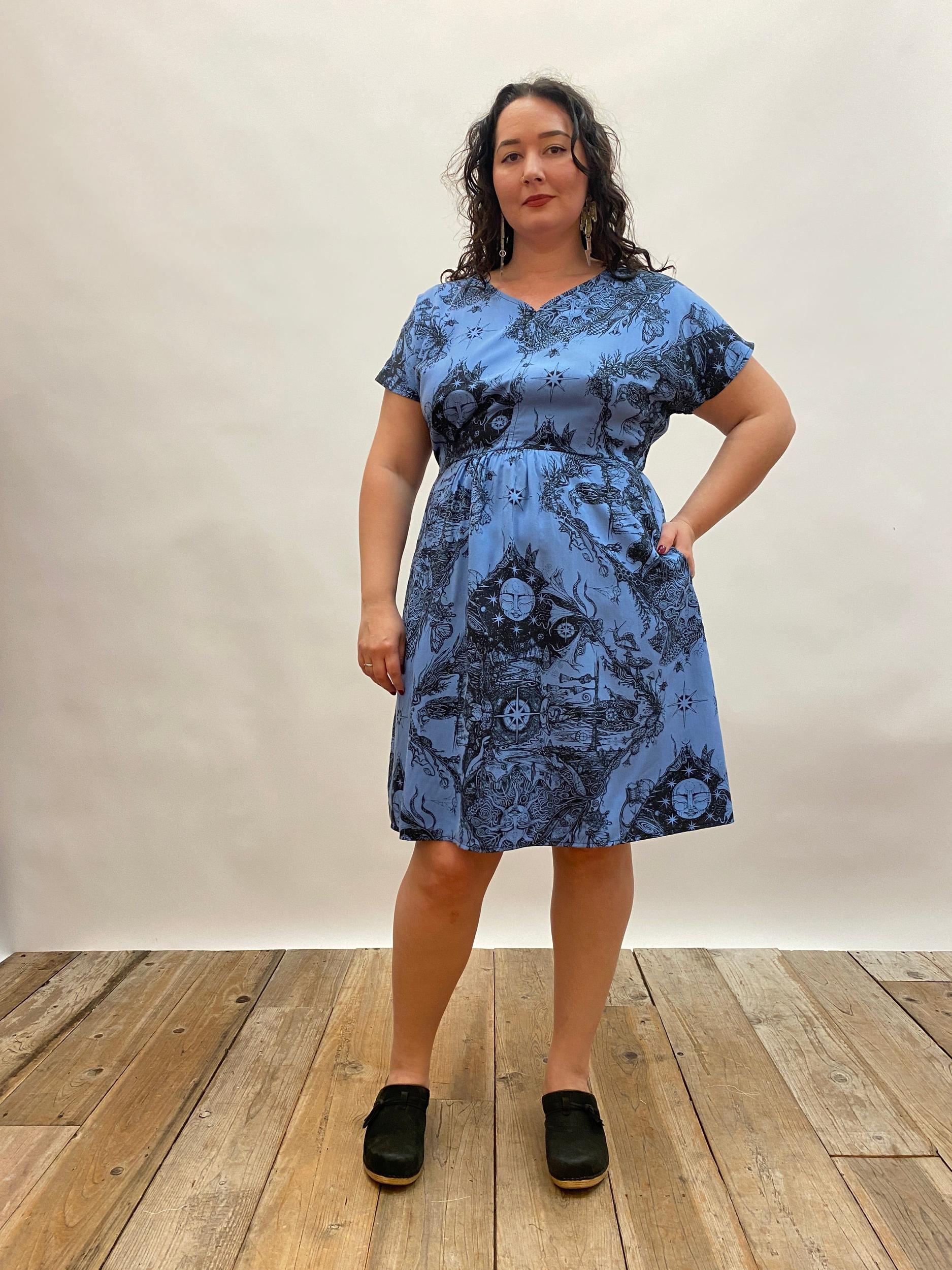 Dolman Dress in Earth Worship in Ocean Blue Product Image