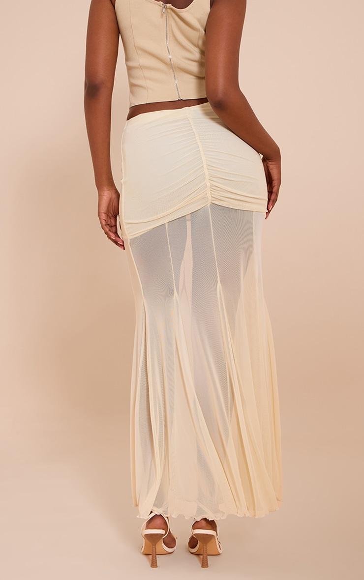 Cream Mesh Overlay Maxi Skirt Product Image