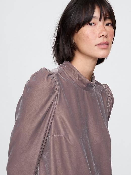 Recycled Velvet Puff-Sleeve Mini Dress Product Image