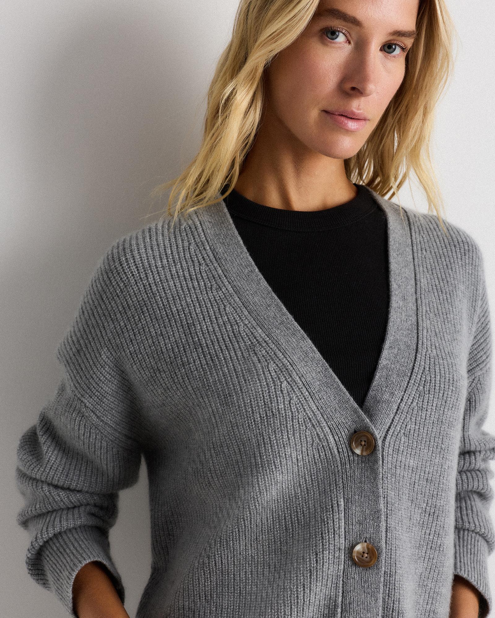 Quince | Women's Mongolian Cashmere Fisherman Boxy Cropped Cardigan Sweater Size XL Product Image