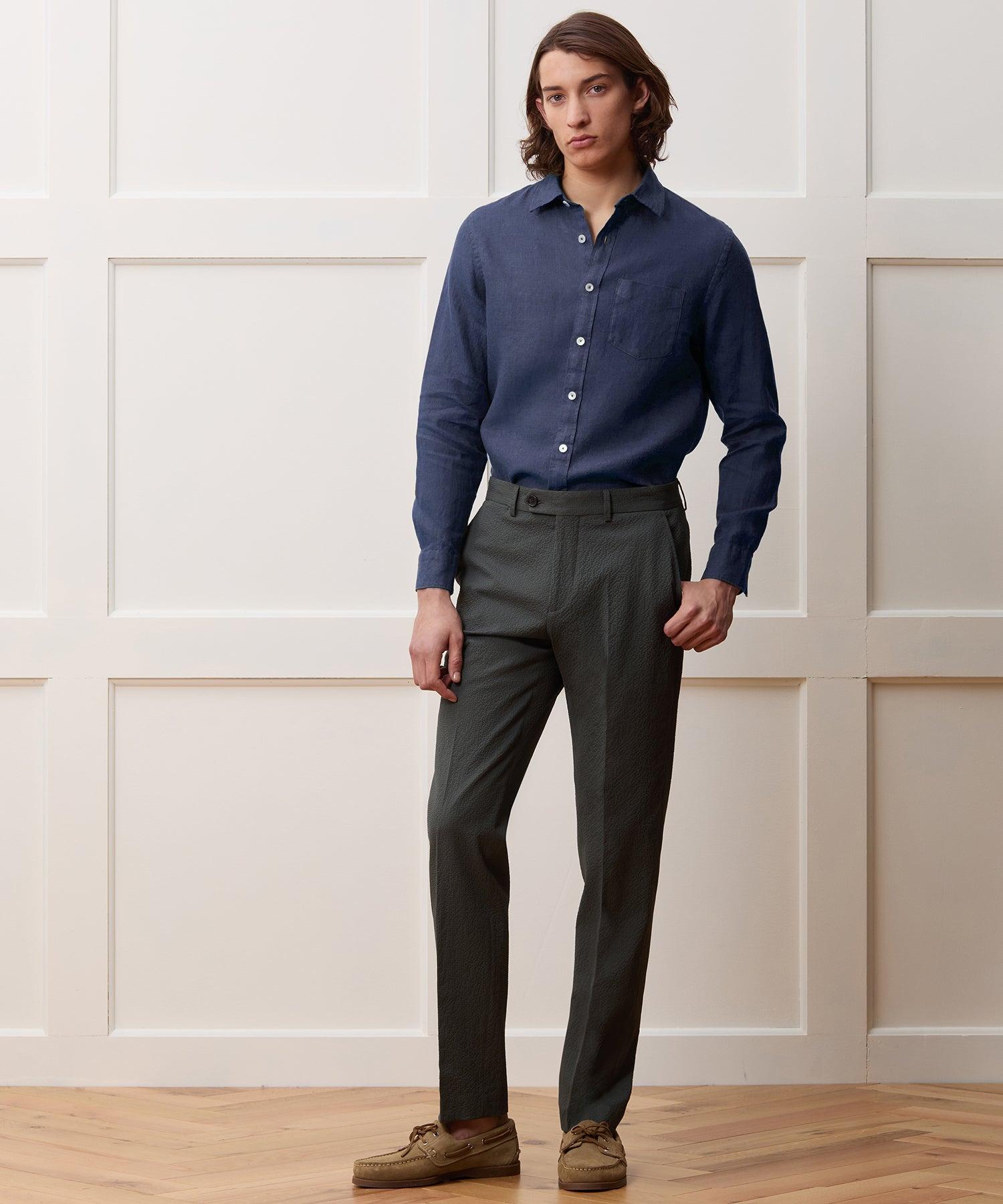 Slim Sea Soft Irish Linen Point Collar Shirt Product Image