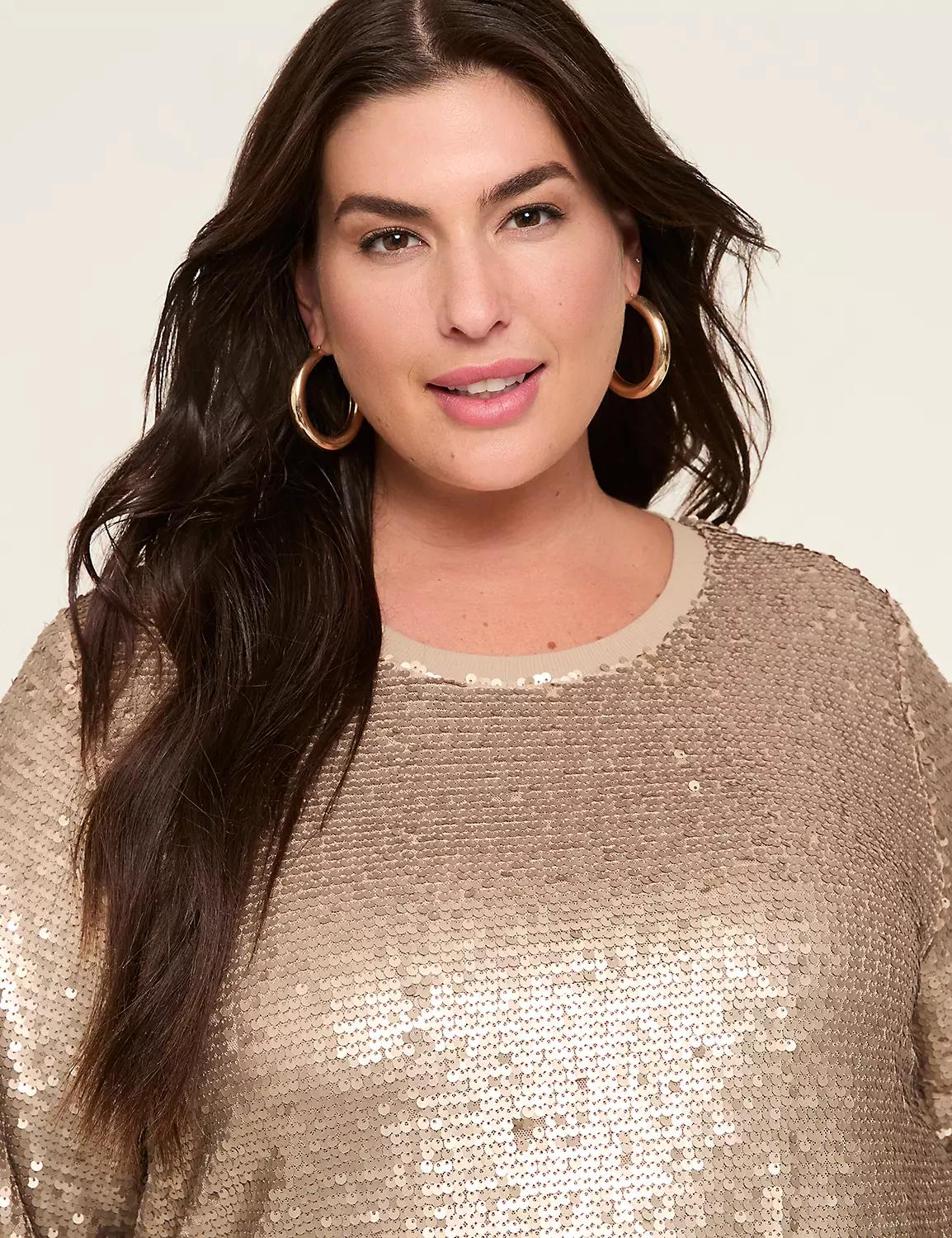 Crew-Neck Sequin Sweatshirt Product Image