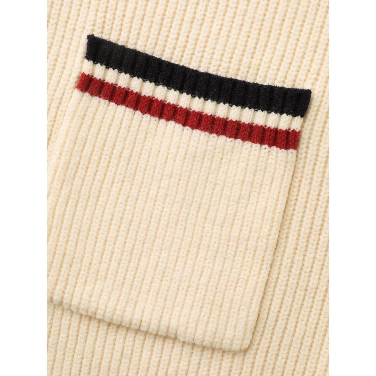 Plus Size Supersoft Essentials Contrast Striped Drop Shoulder Cardigan Beige Women Leisure Loose Long Sleeve Casual Cardigans BloomChic 22-24/3X Product Image