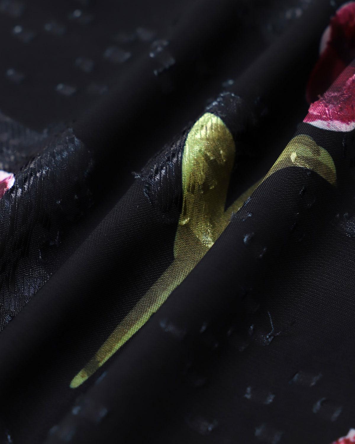 Black Floral High Waisted Mini Skirt Product Image