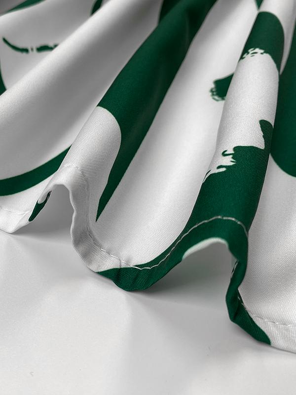 Batwing Sleeves Loose Contrast Color Printed Round-Neck Maxi Dresses Product Image