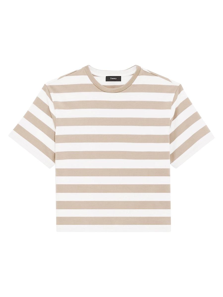 Womens Striped Boxy Cotton T-Shirt Product Image