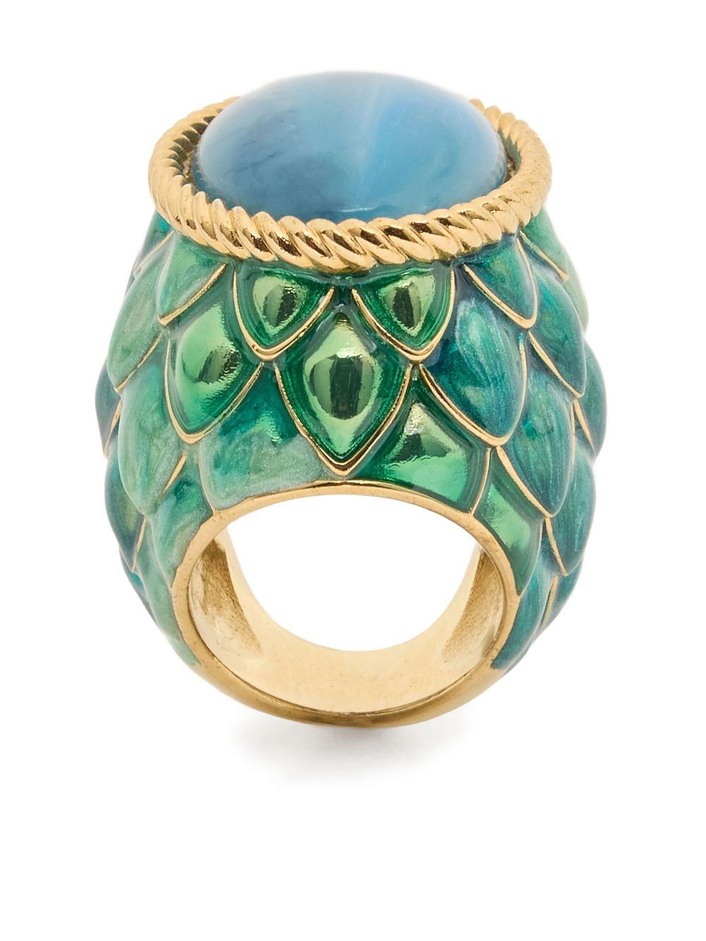 stone-embellished scaled ring Product Image
