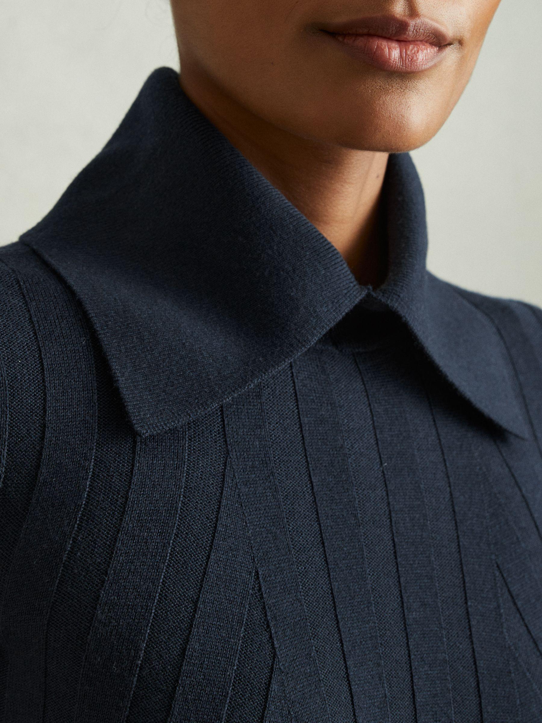 Ribbed Collared Top in Teal Product Image