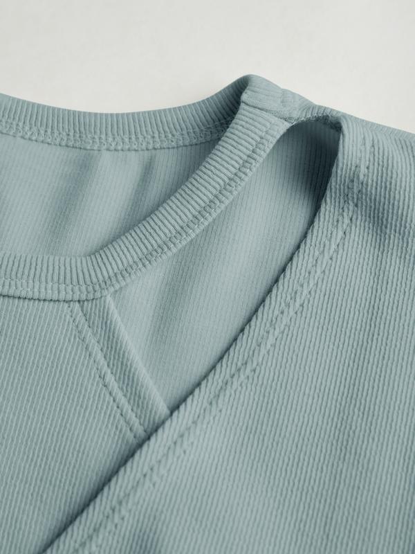 Cutout Irregular Neckline Long Sleeve Tee Product Image