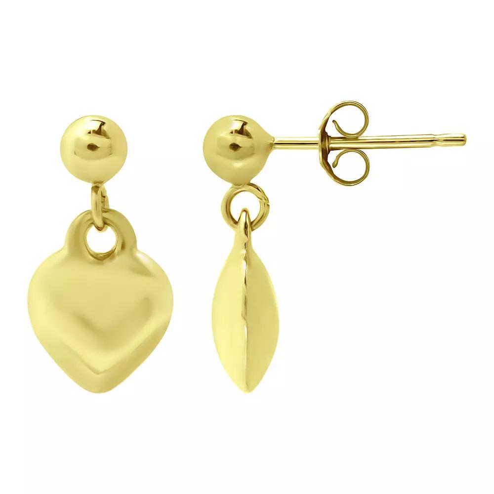 Aleure Precioso Puffy Heart Drop Earrings, Women's, Gold Tone Product Image