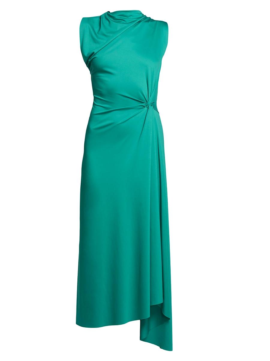 Womens Gathered Satin Midi-Dress Product Image
