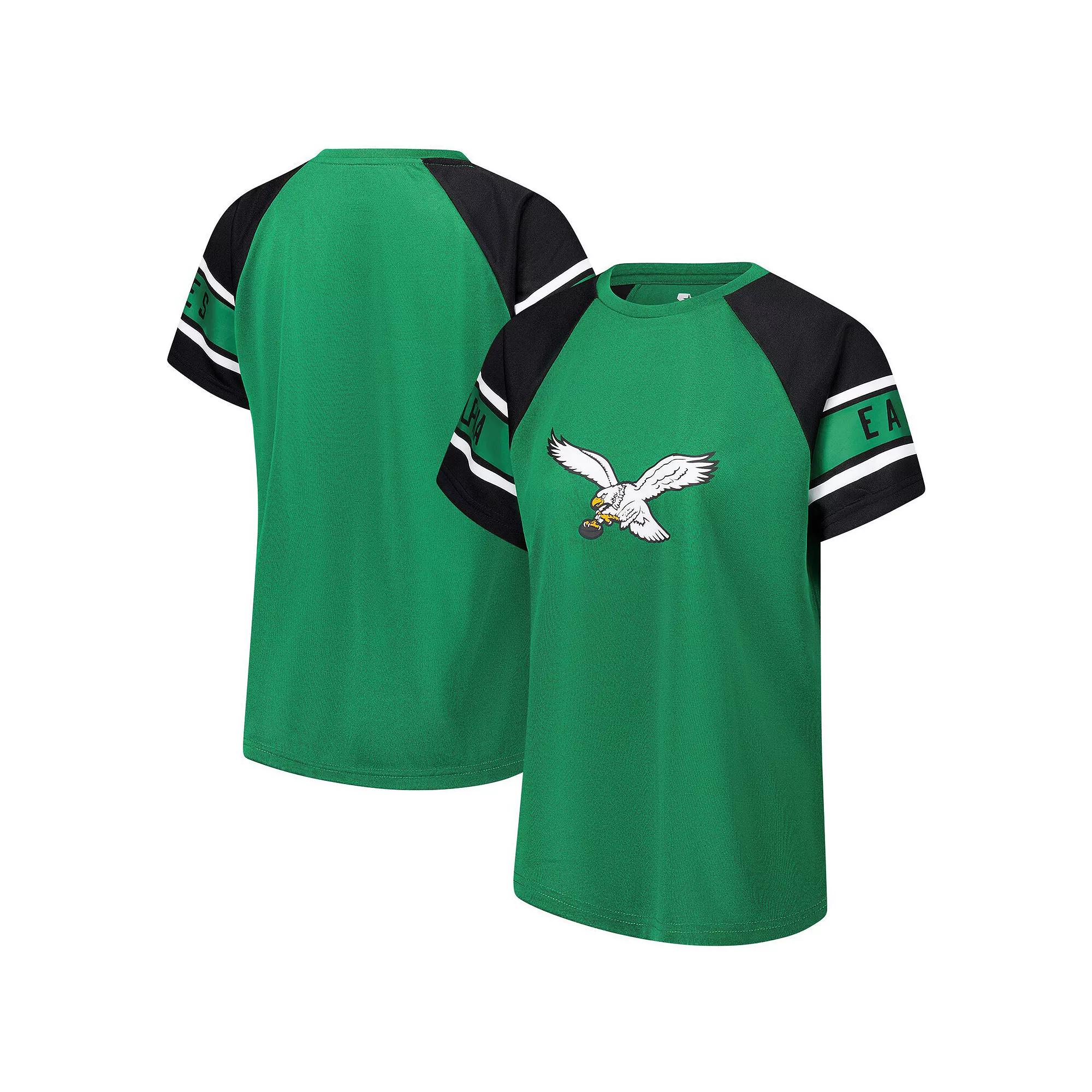 Women's Starter Kelly Green Philadelphia Eagles 1st Rounder Color Block Raglan Top, Size: XL Product Image