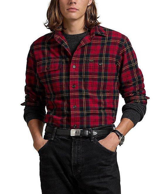 Polo Ralph Lauren Classic-Fit Plaid Brushed Oxford Long Sleeve Woven Shirt Product Image