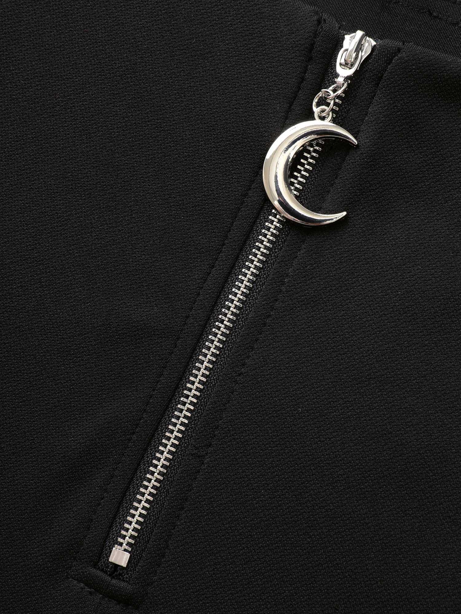 Stretchy Moon Shaped Zipper Flare Pants Female Product Image