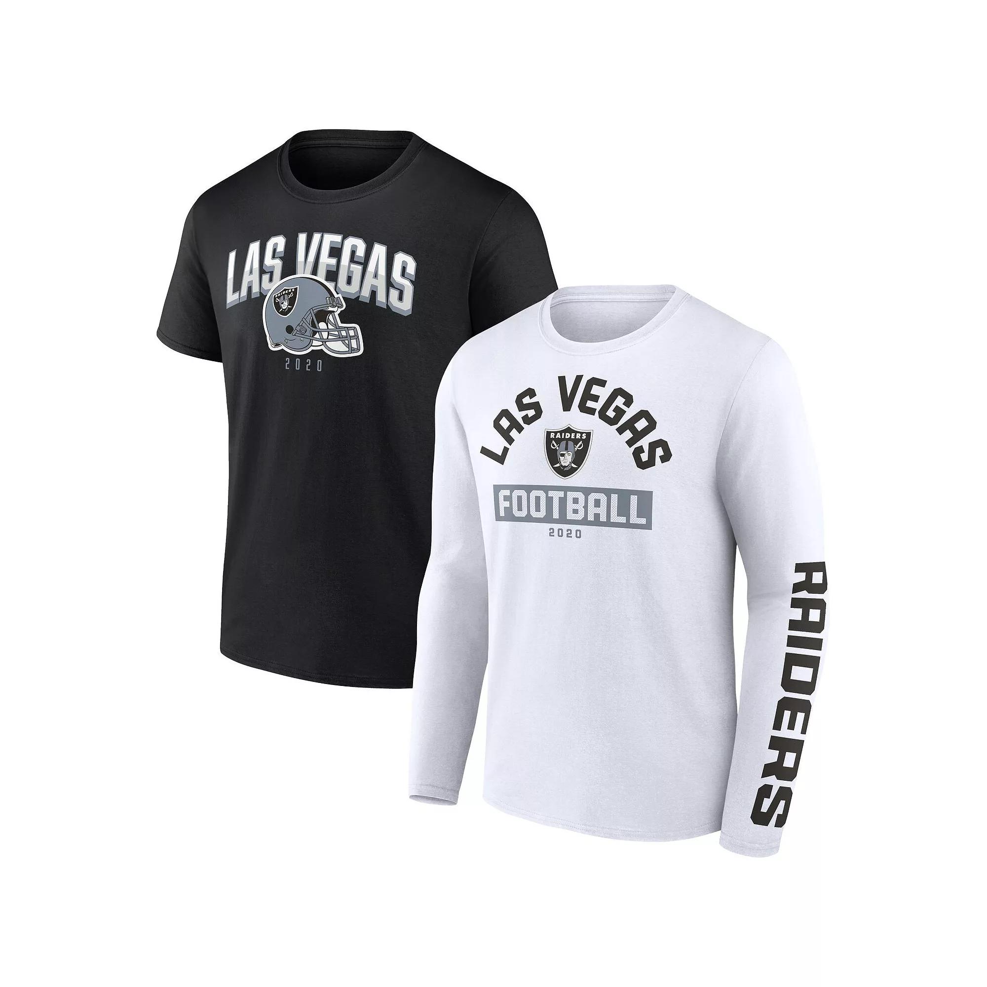 Men's Fanatics Branded Black/White Las Vegas Raiders Long and Short Sleeve Two-Pack T-Shirt,  Product Image