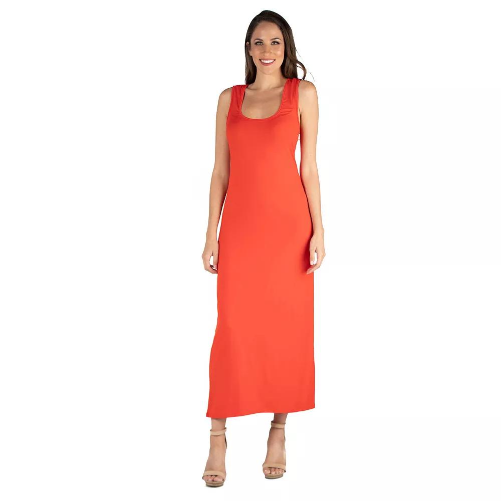 Women's 24seven Comfort Apparel Scoop Neck Racerback Tank Top Maxi Dress,  Product Image