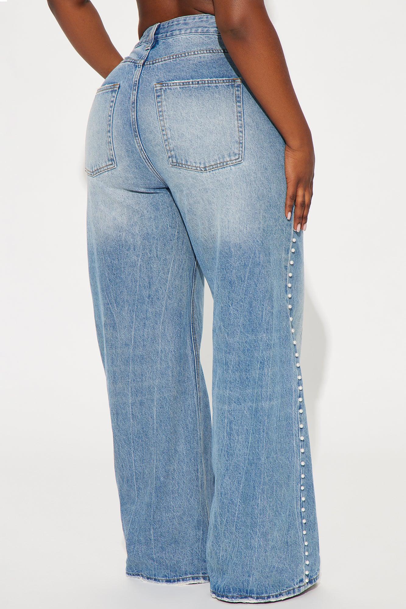 Clutching My Pearls Baggy Wide Leg Jeans - Medium Wash Product Image