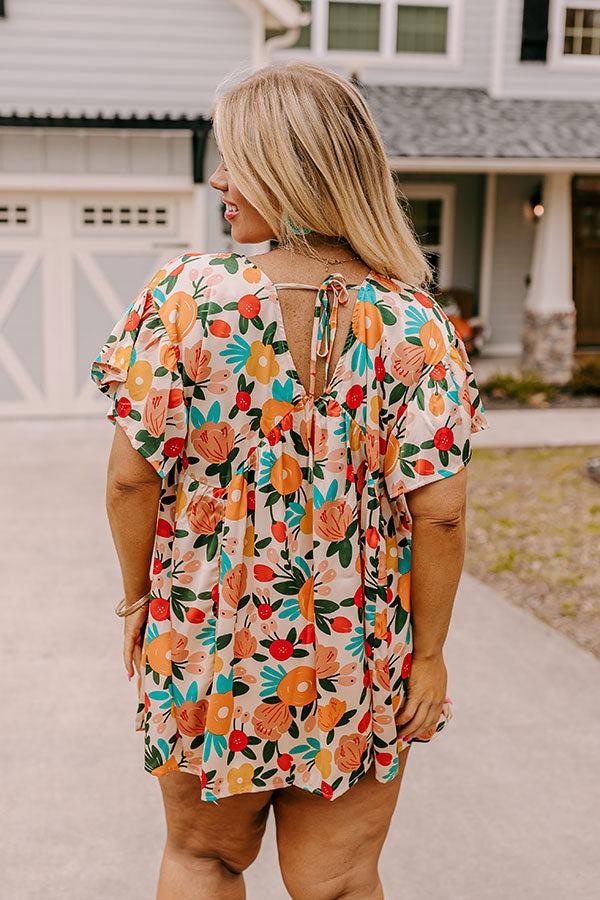 Memories On Repeat Babydoll Top In Champagne Curves Product Image