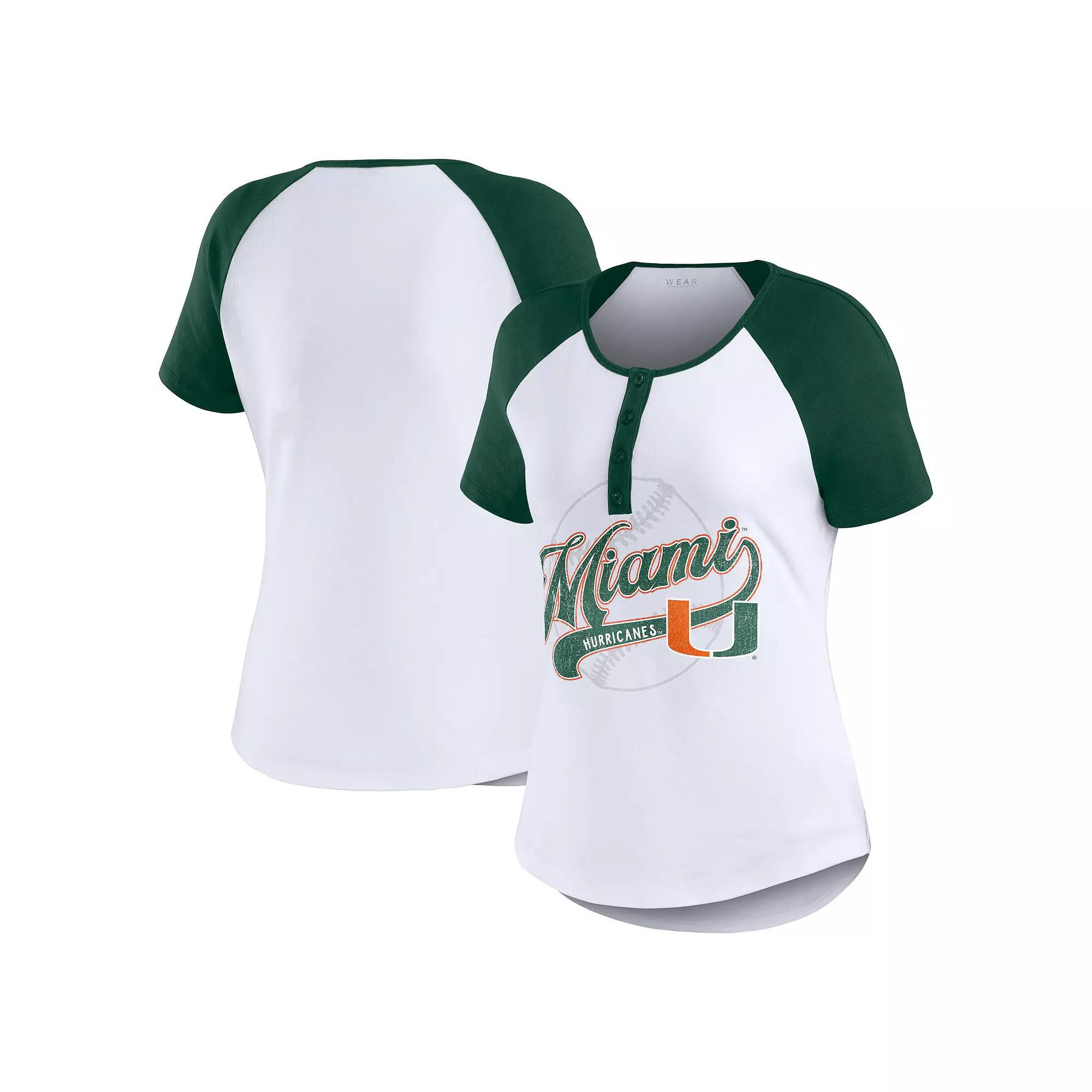 Women's WEAR by Erin Andrews White LSU Tigers Baseball Logo Raglan Henley T-Shirt, Size: Large Product Image