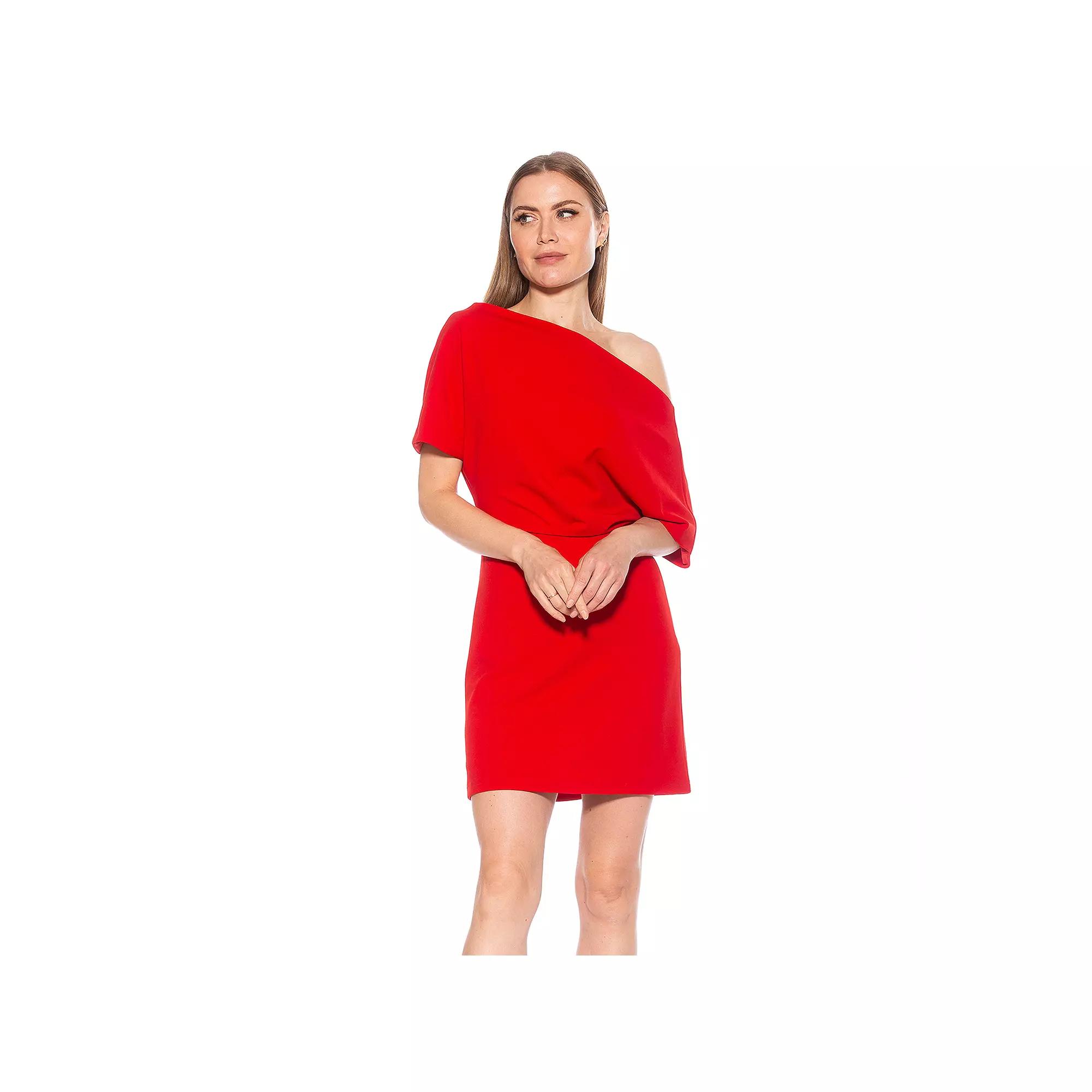 Women's ALEXIA ADMOR Draped Shoulder Mini A-Line Dress,  Product Image