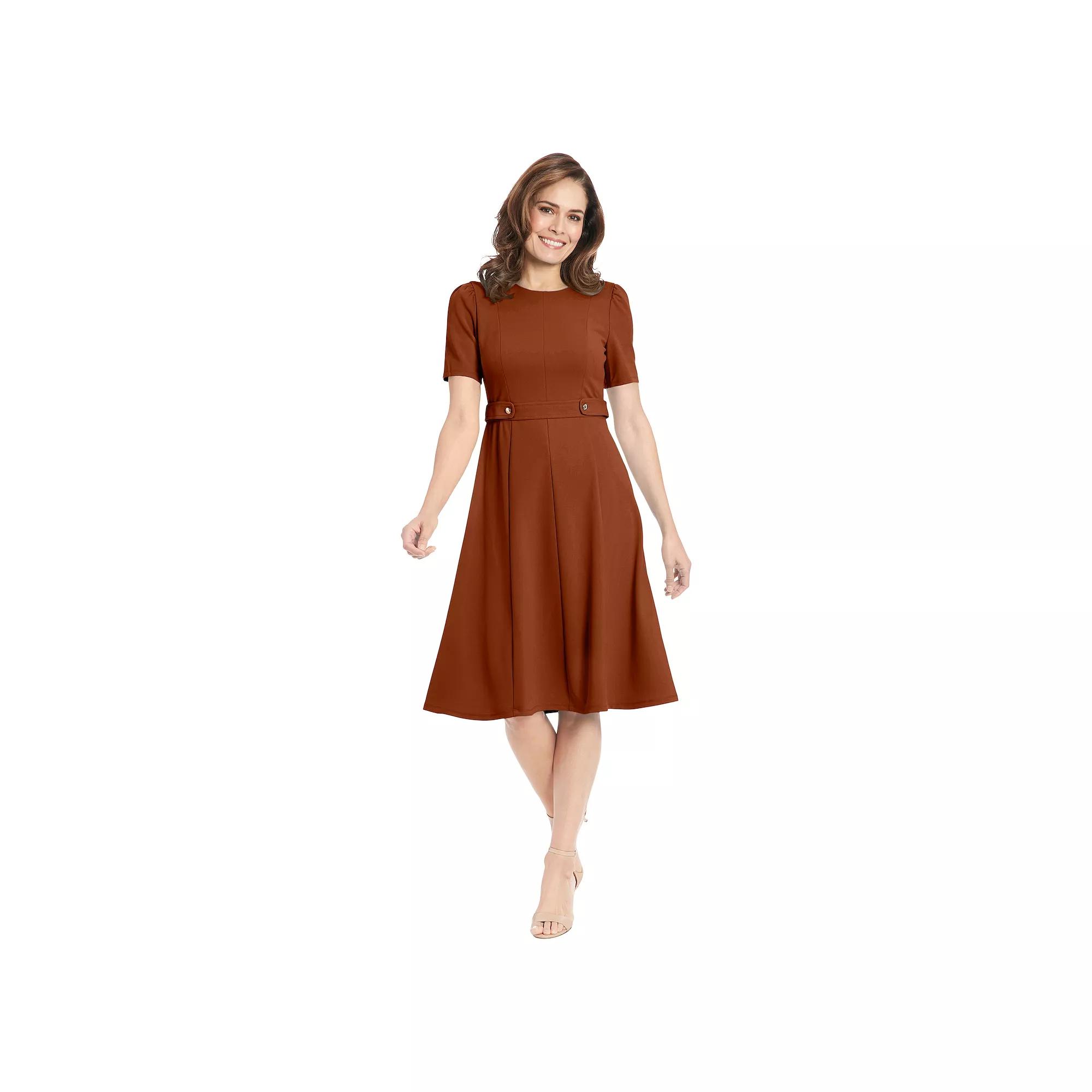 Women's London Times Solid Side Tab Fit & Flare Dress,  Product Image