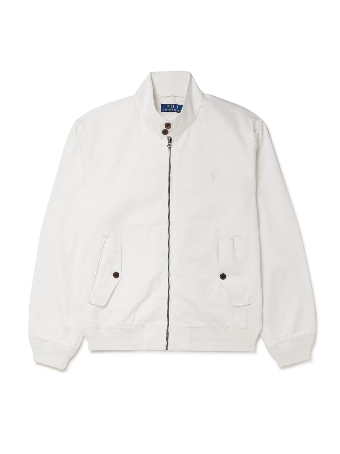 POLO RALPH LAUREN Logo-embroidered Cotton-twill Bomber Jacket In White Product Image