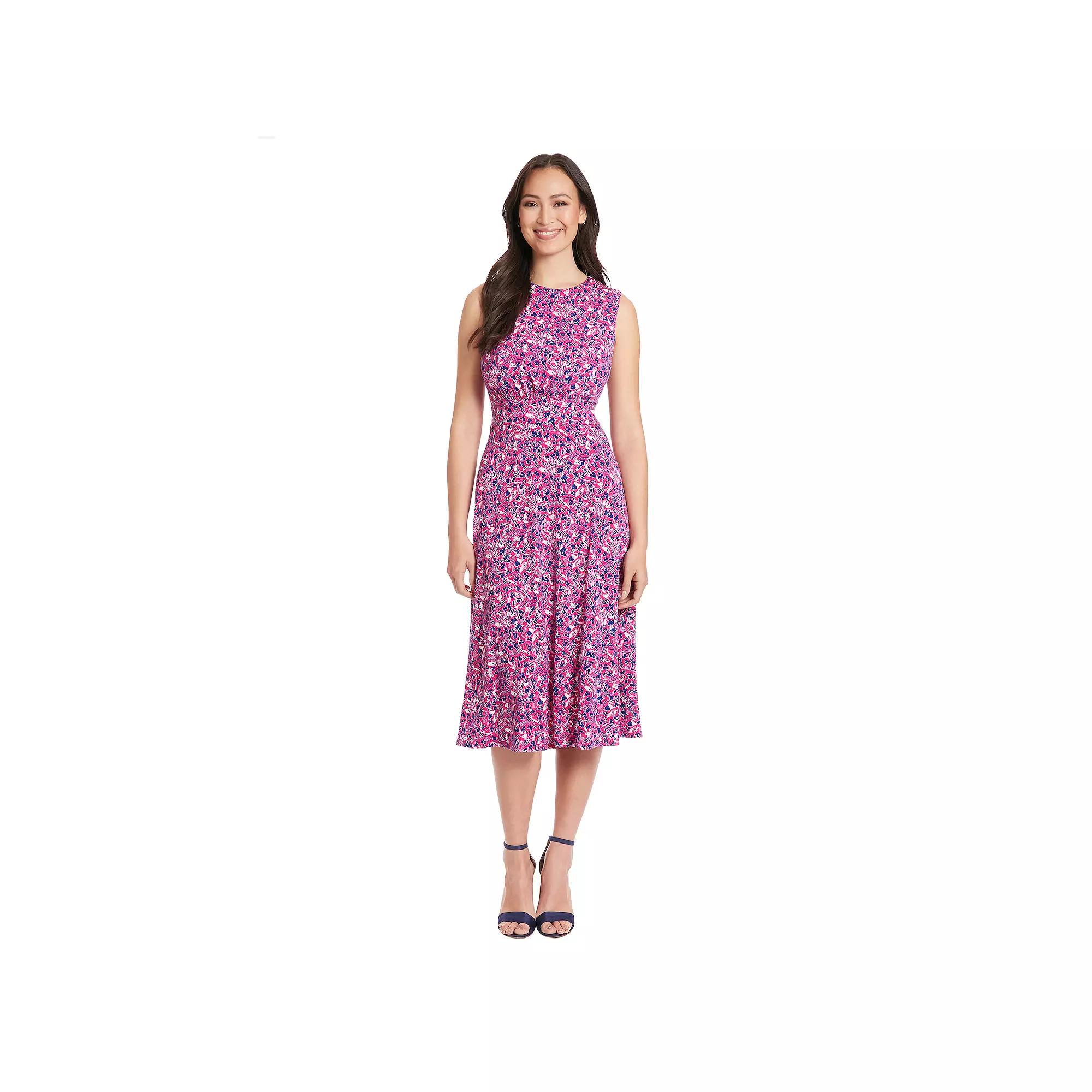 Women's London Times Inset Waist Print Midi Dress,  Product Image