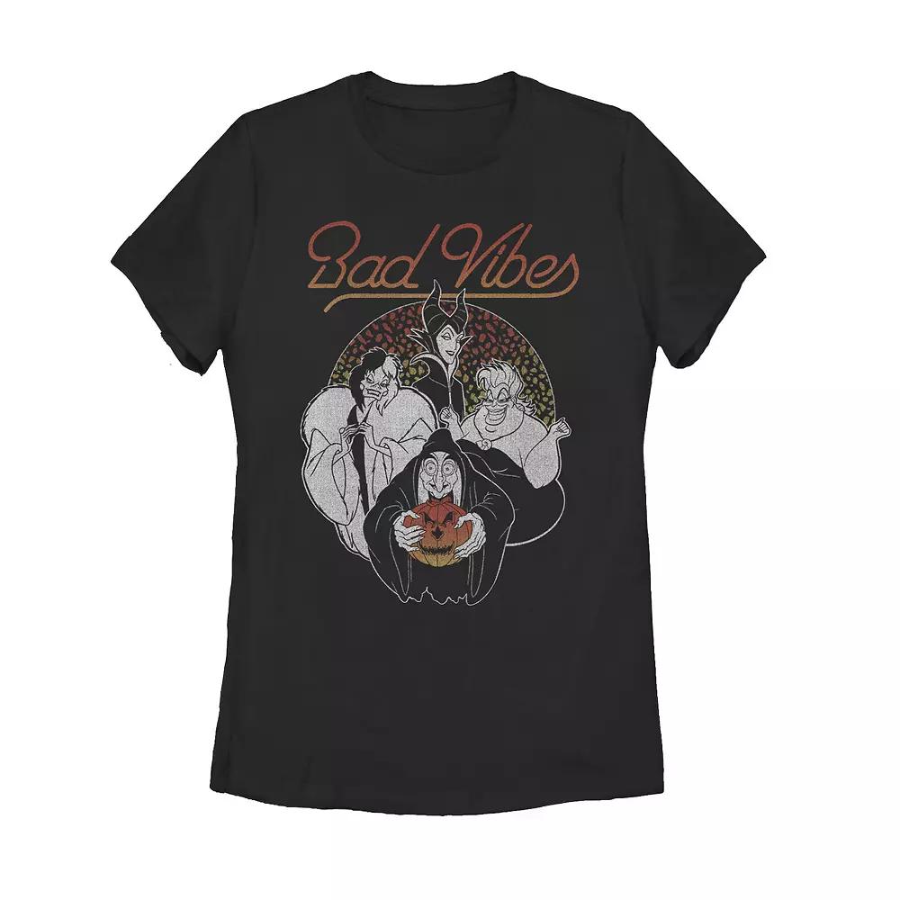 Disney Villains Bad Vibes Halloween Juniors' Graphic Tee, Girl's, Size: XXL, Black Product Image