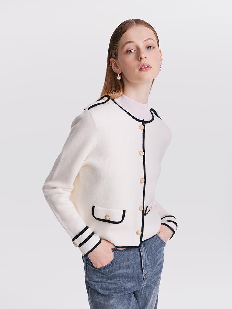 Contrast Soft Woolen Cardigan Product Image