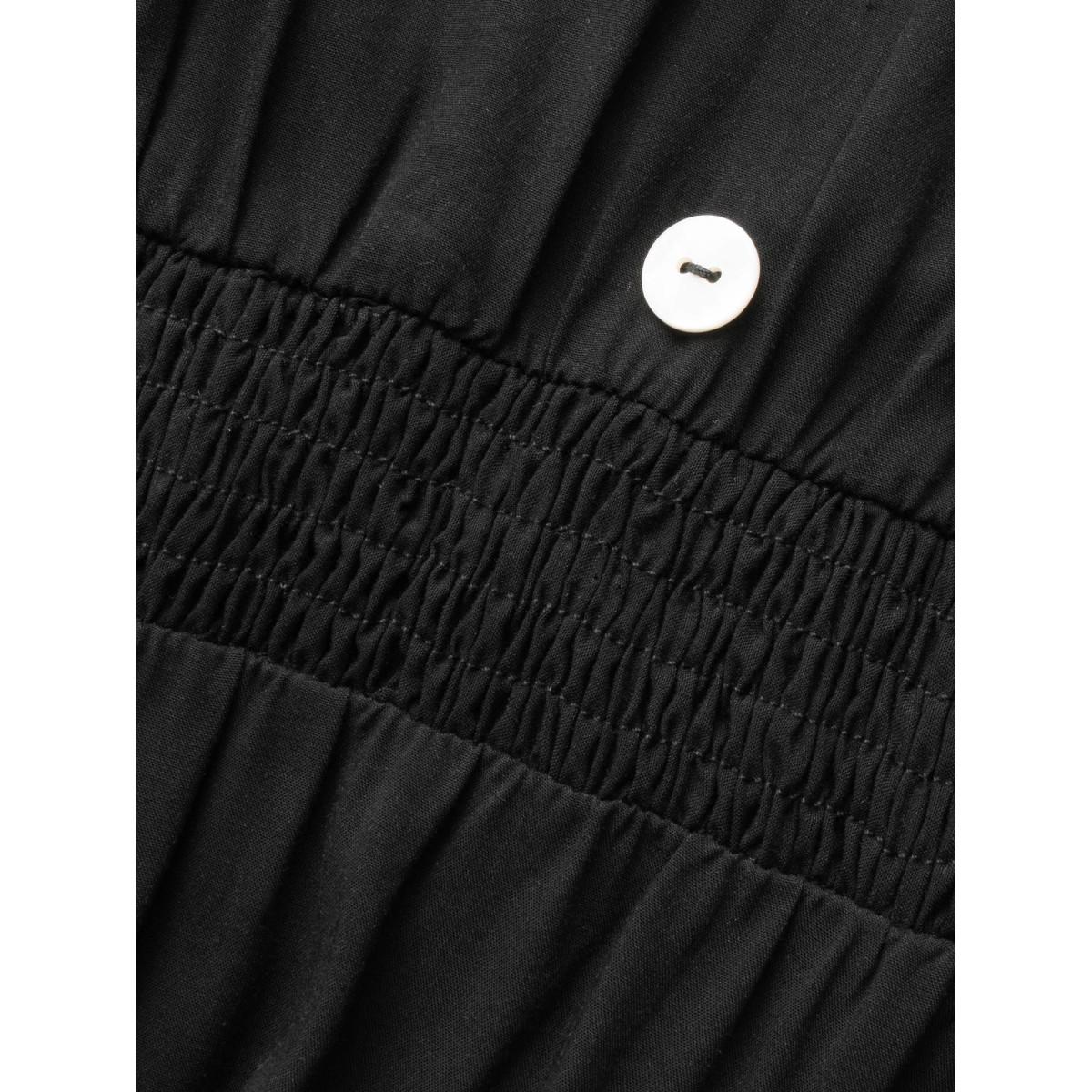 Plus Size Woven Ribbon Button Detail Cami Dress Black Women Resort Woven ribbon&lace trim V-neck Sleeveless Curvy BloomChic 28/5X Product Image