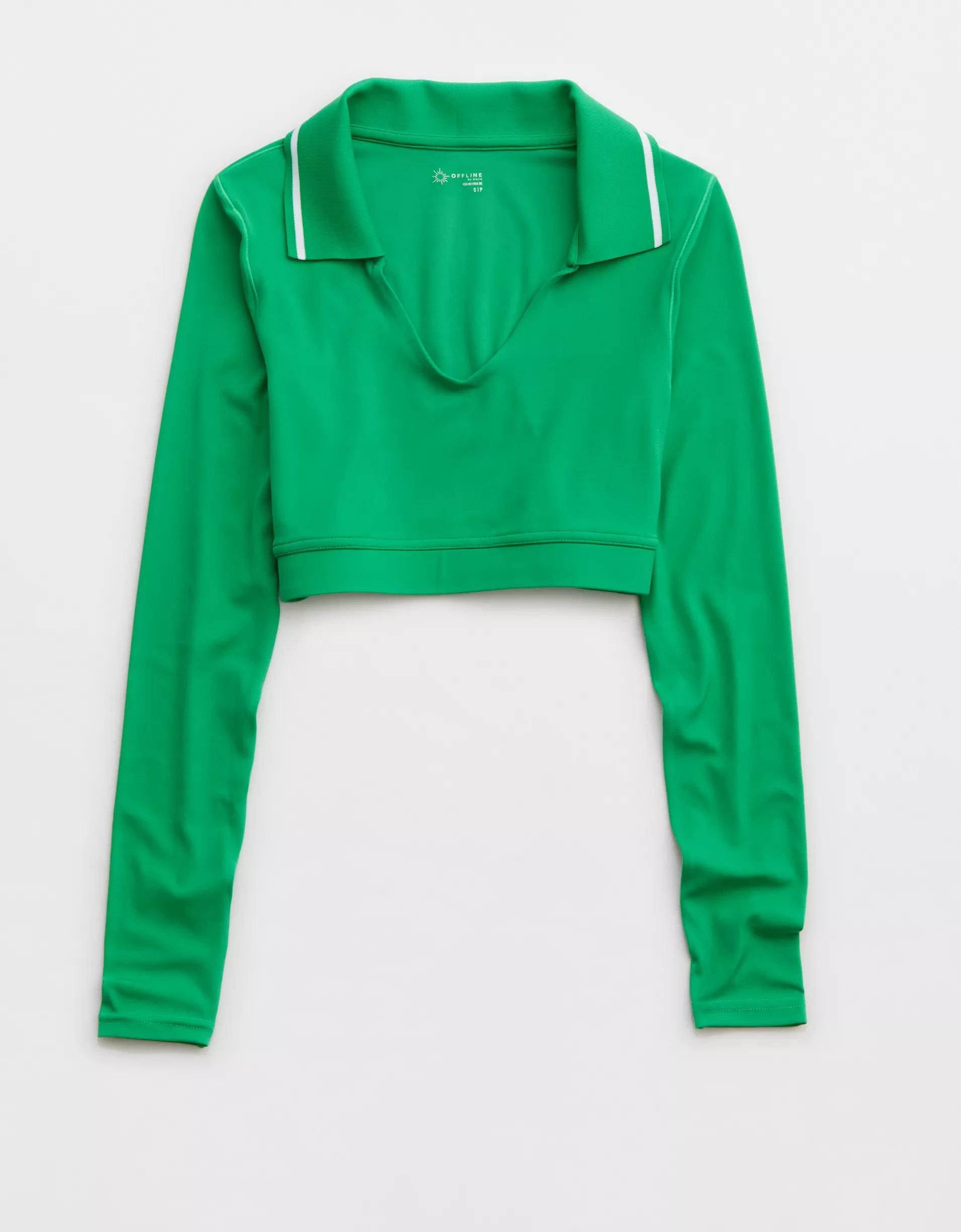 OFFLINE By Aerie Real Me Long Sleeve Polo T-Shirt Product Image