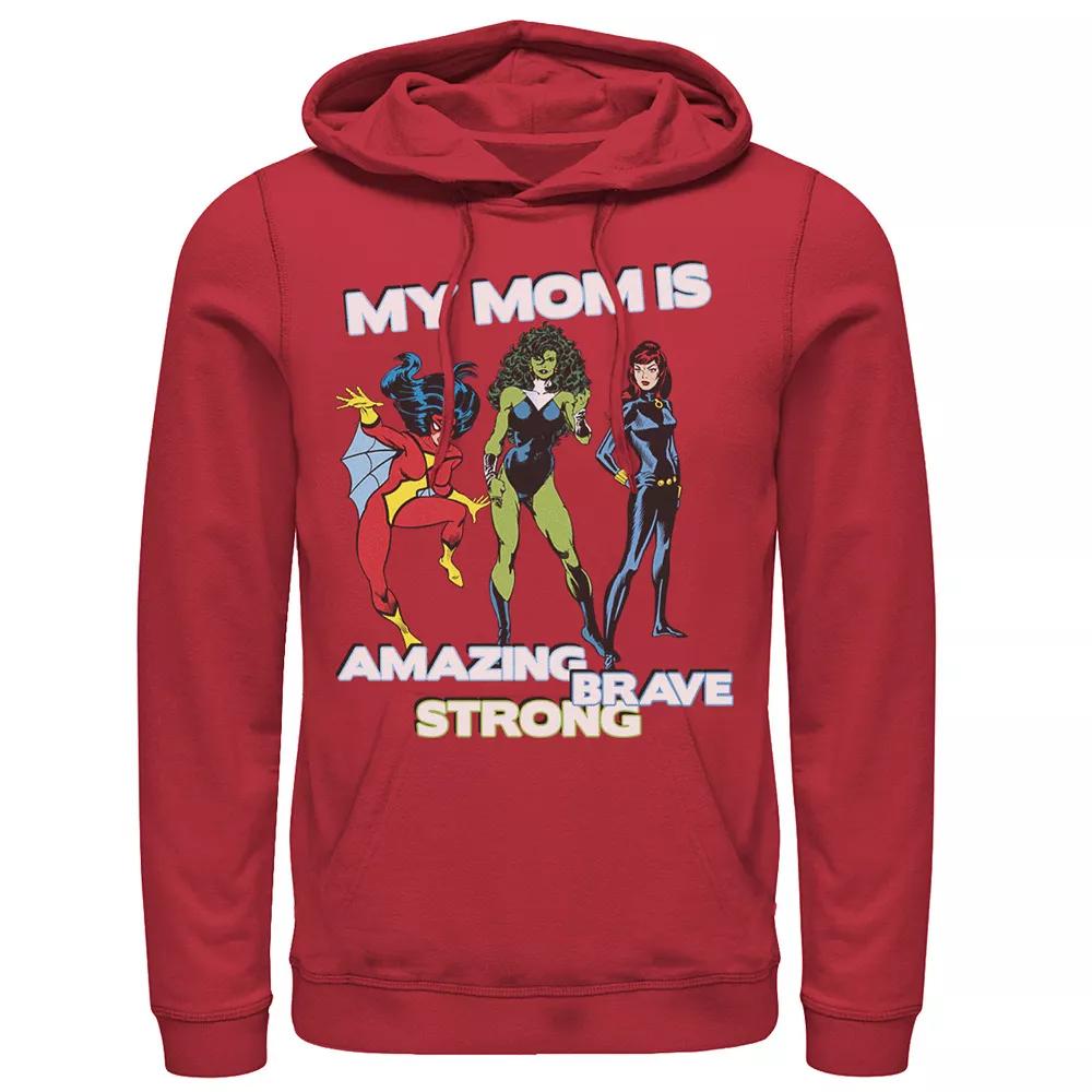 Men's Marvel Mother's Day Amazing Brave Strong Hoodie, Size: Small, Red Product Image