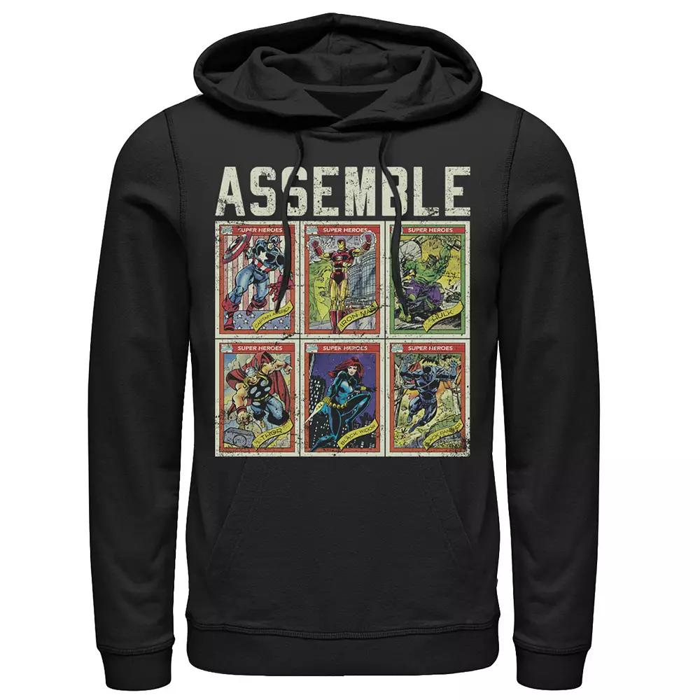 Men's Marvel Assemble Avengers Trading Cards Stacked Poster Hoodie,  Product Image