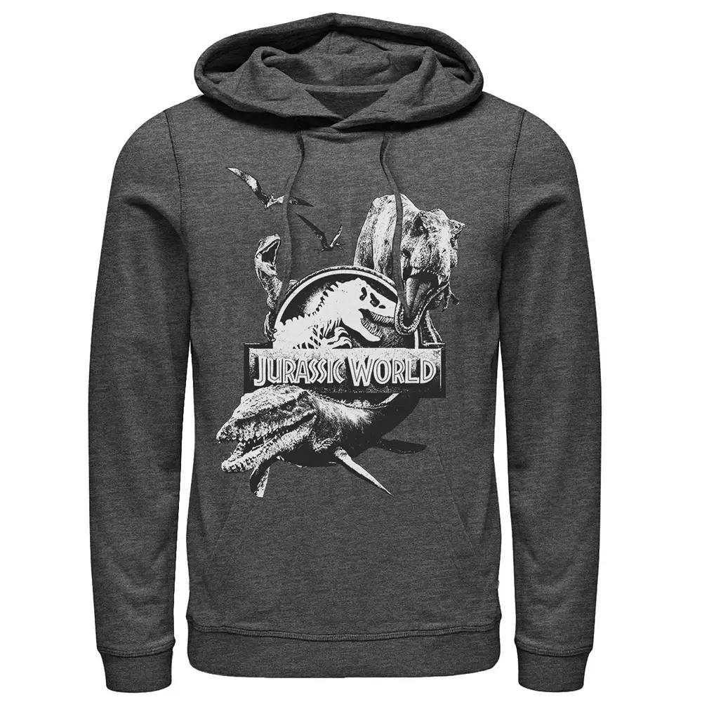 Men's Jurassic World Two Dino Collage Grunge Logo Hoodie,  Product Image