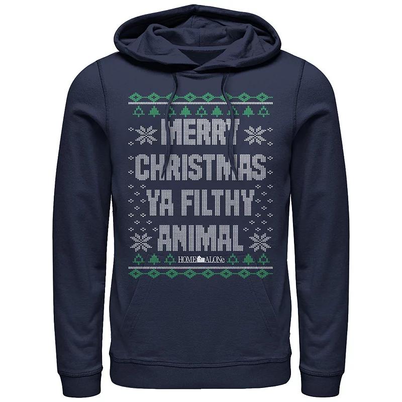Big & Tall Home Alone Merry Christmas Ya Filthy Animal Sweater Graphic Hoodie, Men's,  Product Image