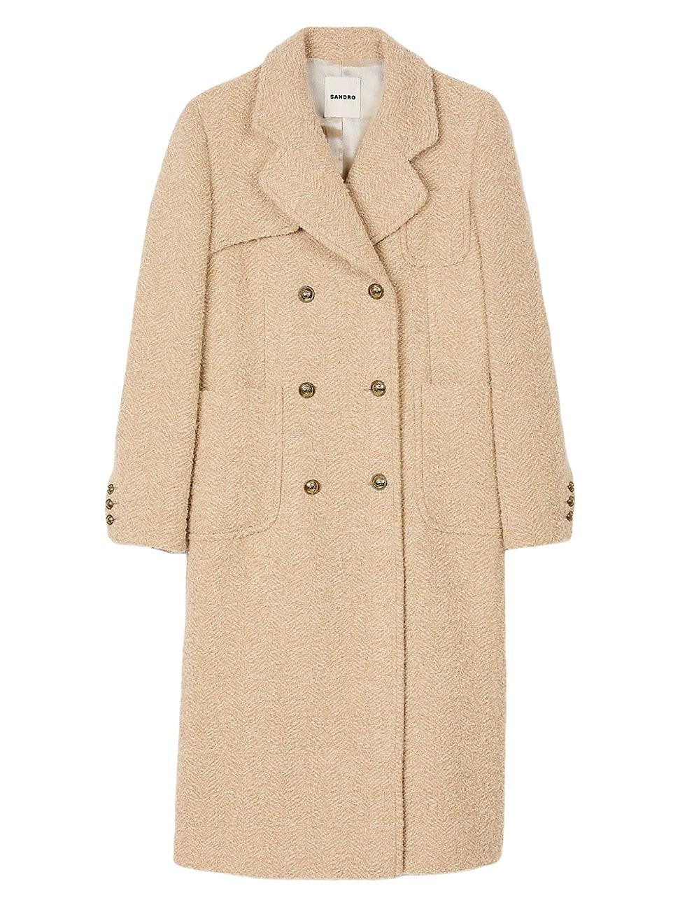 Womens Long Double-Breasted Coat Product Image
