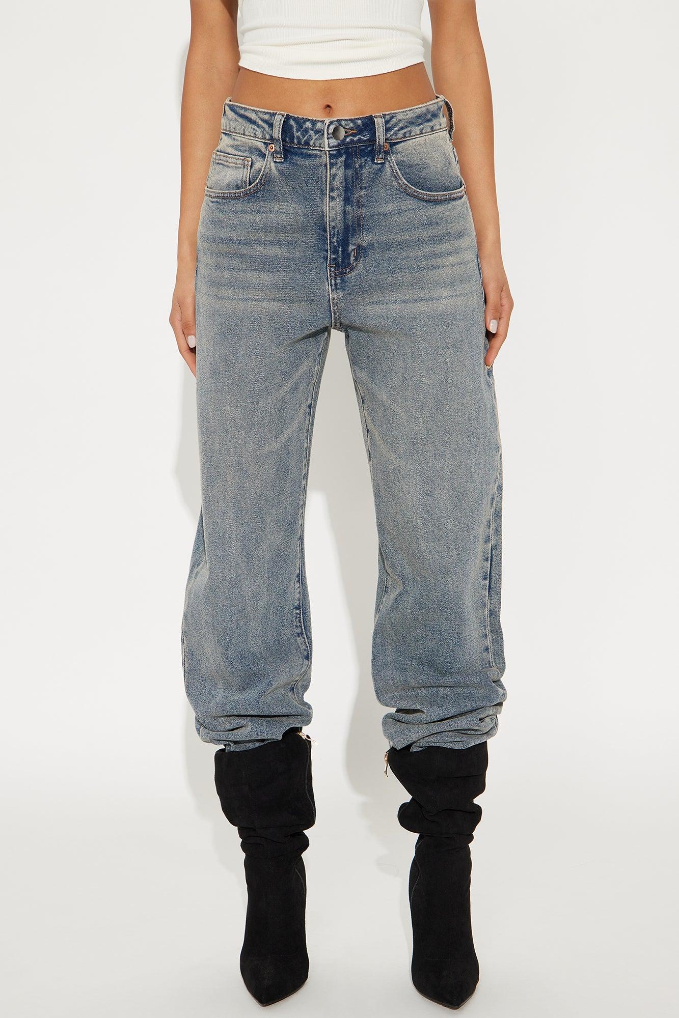 Doin' Time Denim Cuffed Straight Leg Jeans - Medium Wash Product Image