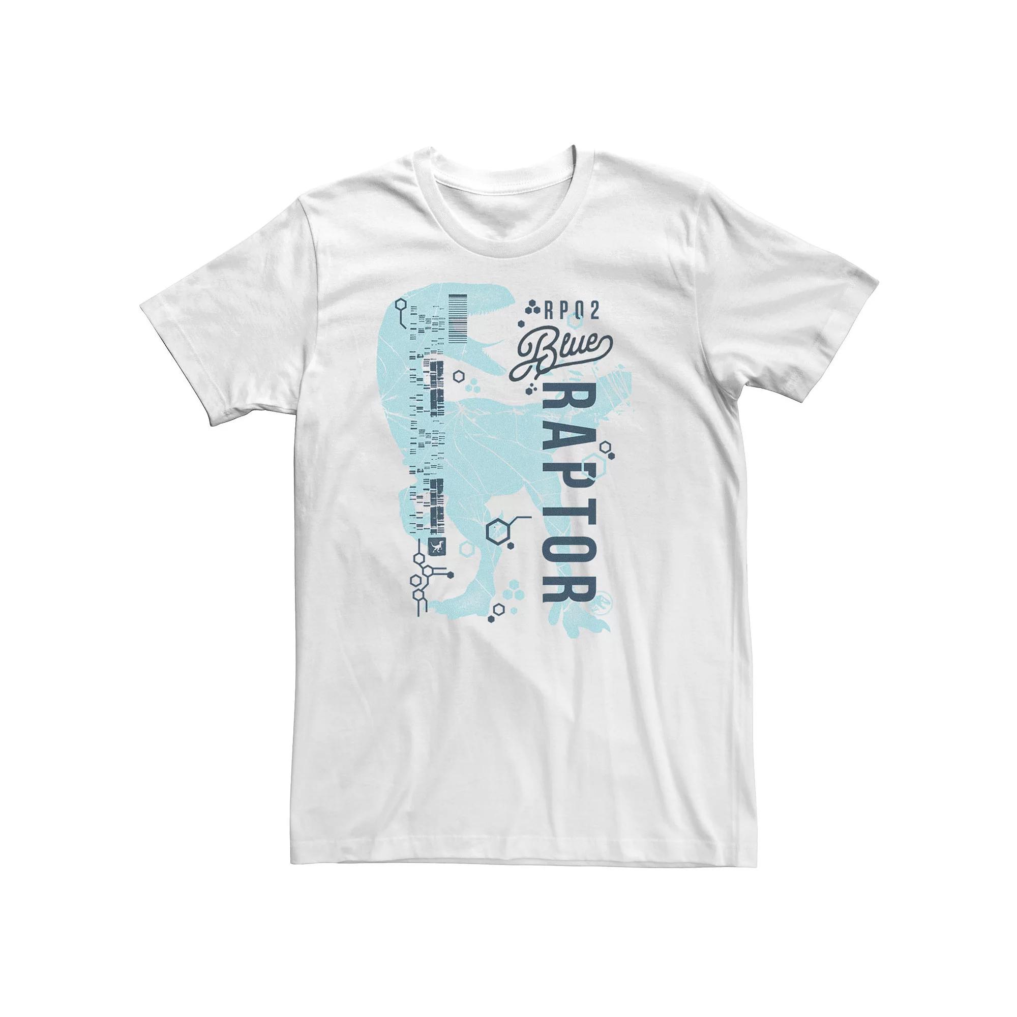 Big & Tall Jurassic World Two Blue Raptor DNA Code Silhouette Tee, Men's, Size: XL Tall, White Product Image