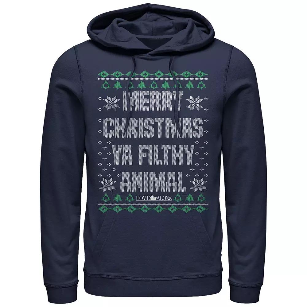 Big & Tall Home Alone Merry Christmas Ya Filthy Animal Sweater Graphic Hoodie, Men's,  Product Image