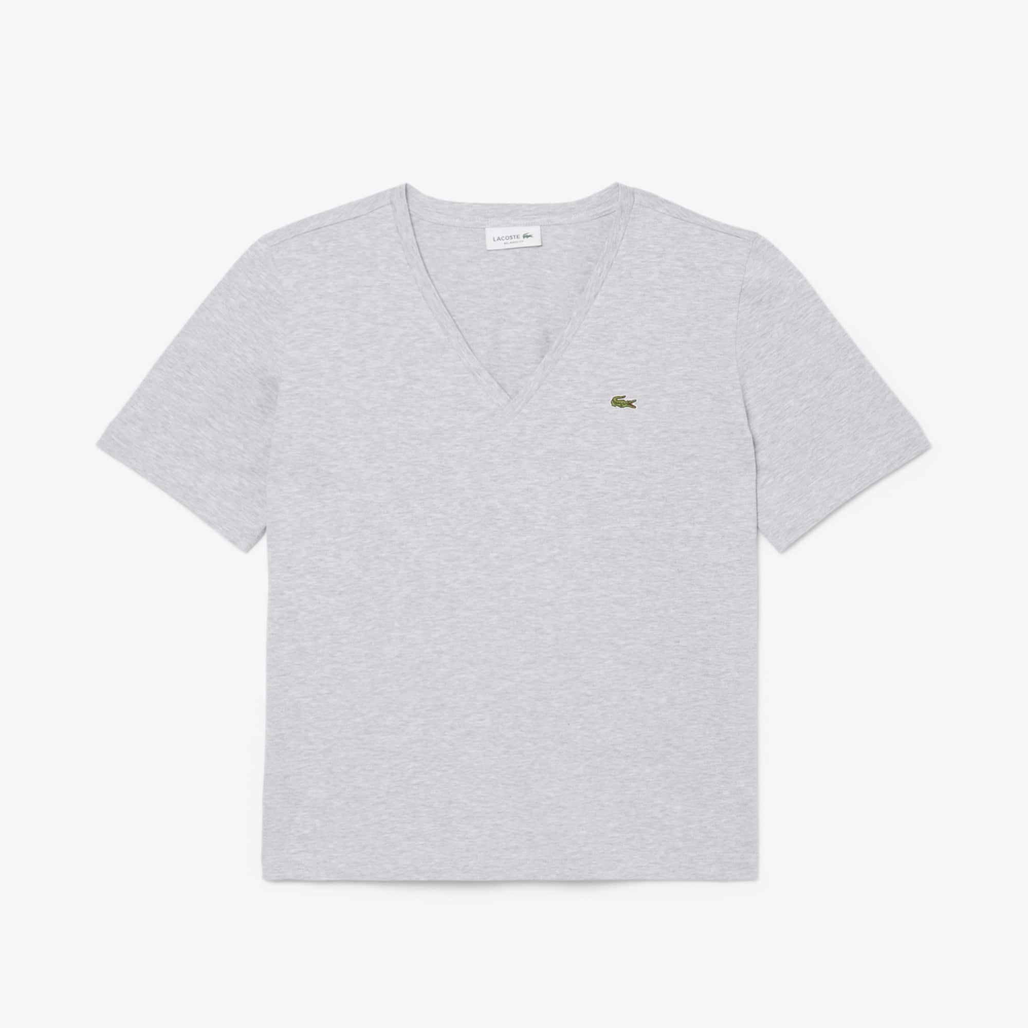 Relaxed Fit Soft Cotton V Neck T-shirt Product Image