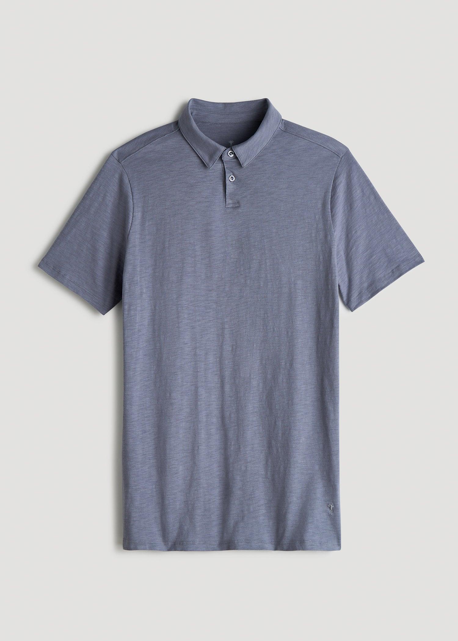 Slub Self Collar Tall Polo Shirt in Skyline Grey Product Image