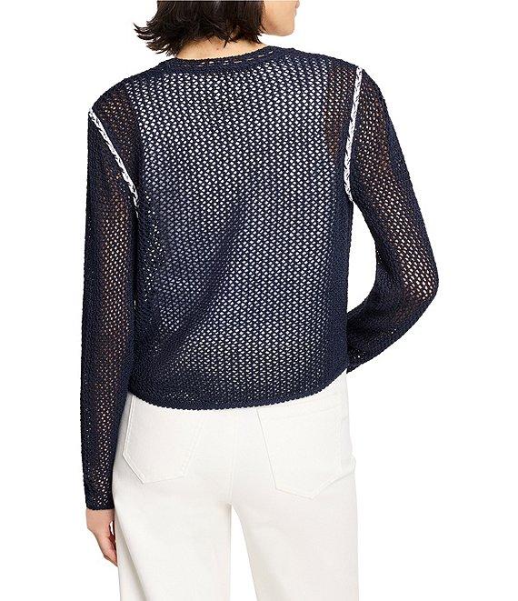 NIC + ZOE Mesh V-Neck Long Sleeve Tie Cardigan Product Image
