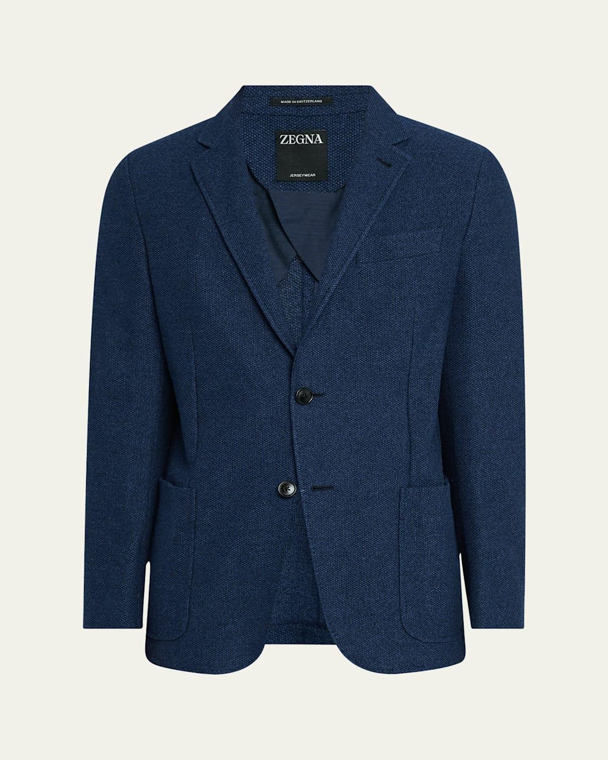 Mens Solid Textured Jersey Blazer Product Image