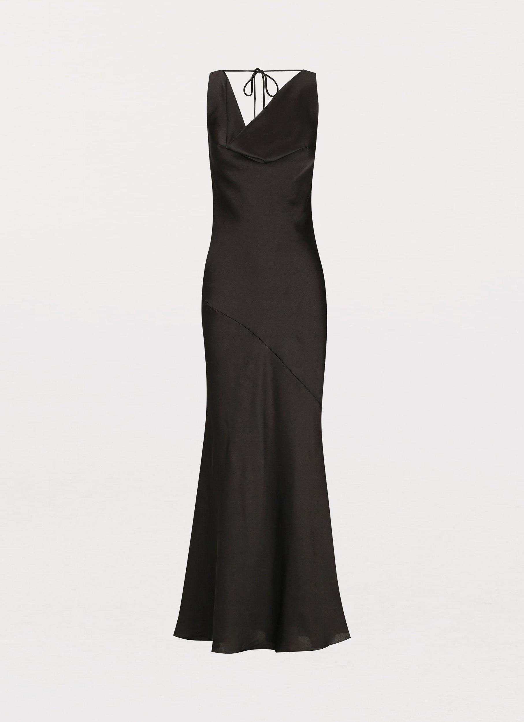 Be Mine Satin Maxi Dress - Black Product Image