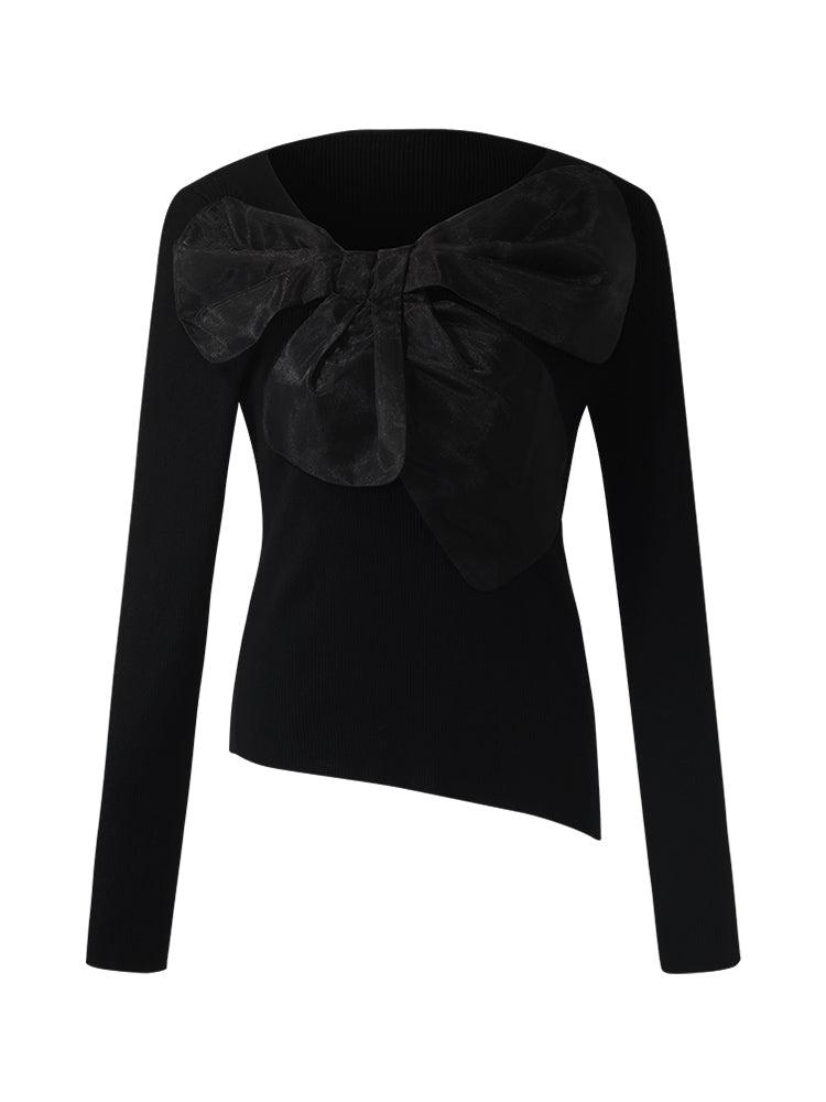 Slim-Fit Women Bowknot Sweater Product Image